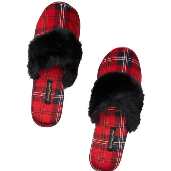 VS Signature Satin Slippers Plaid NWT Victoria's Secret Great Gift Idea NWT Warm - Picture 5 of 8
